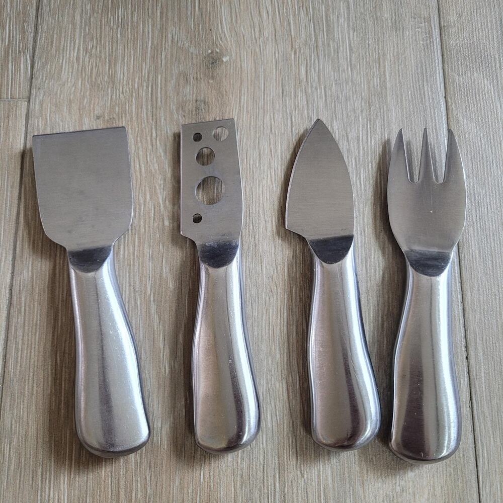 Stainless Steel Cheese Knife Set 4 Piece Slicer Spreader Fork Kitchen Utensils S